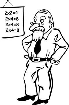 A classroom, a math lesson. A professor with a beard is conducting lessons Stock Illustration