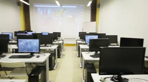 Classroom with modern computers in British high school of design Stock Footage 57173839