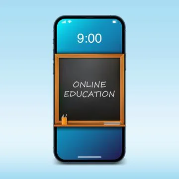 Classroom online education, learning on smartphone live streaming Stock Illustration