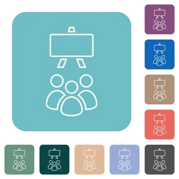 Classroom outline rounded square flat icons Illustrazione stock
