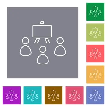 Classroom outline square flat icons Illustrazione stock