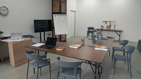 Classroom in Prison Set up for Computer Programming Lesson Stock Footage 314051907
