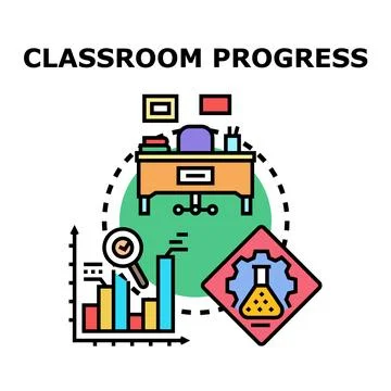 Classroom progress concept with education elements 스톡 일러스트