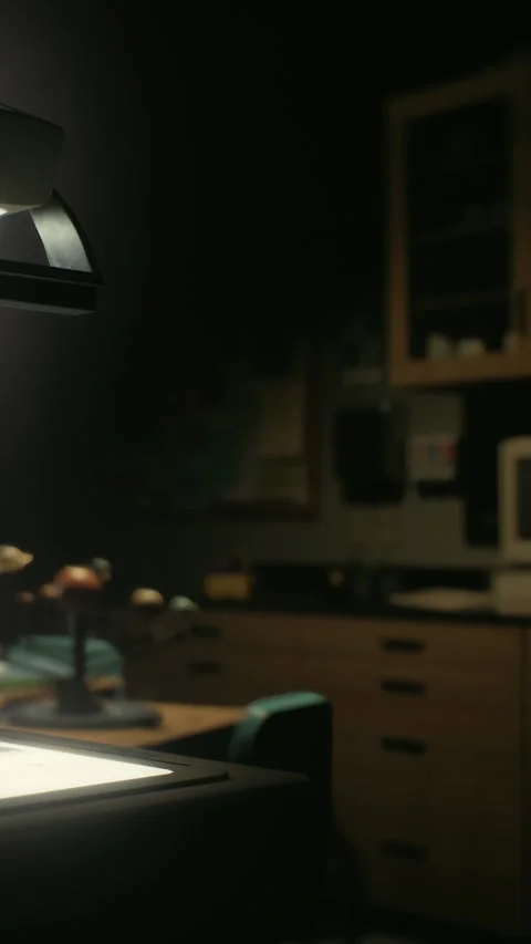Classroom with a projector on a table during a lesson in the evening Stock Footage 340259930