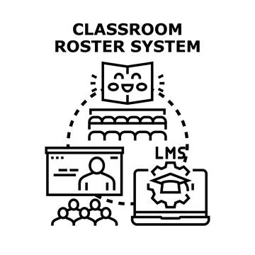 Classroom roster system managing education process concept Stock Illustration