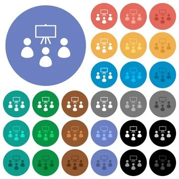 Classroom round flat multi colored icons Illustrazione stock