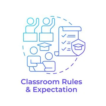 Classroom rules and expectation blue gradient concept icon Stock Illustration