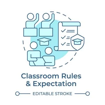 Classroom rules and expectation soft blue concept icon Stock Illustration