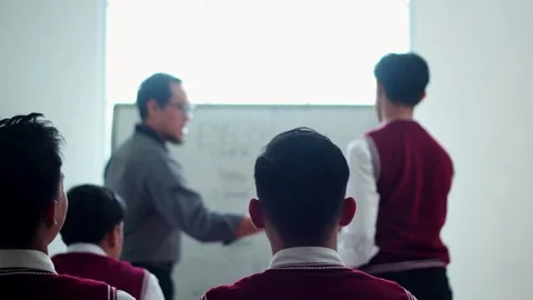 Classroom Scene From Behind Students Showing Active Learning Environment With Stock Footage 312427745