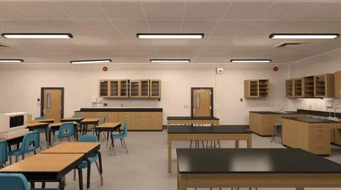 Classroom of the school without student and teacher 3d illustration Stock Illustration