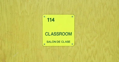 Classroom Sign on Door at School Centered Vidéo 101607783