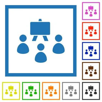 Classroom solid flat framed icons Stock Illustration