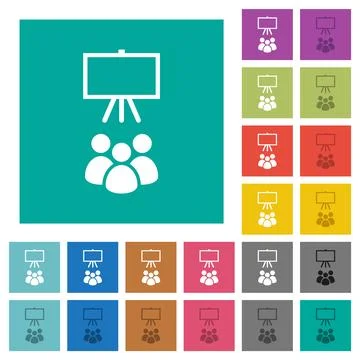 Classroom square flat multi colored icons Illustrazione stock