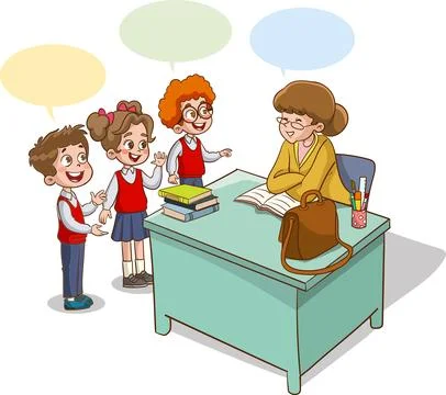 Classroom with students and teacher. Stock Illustration