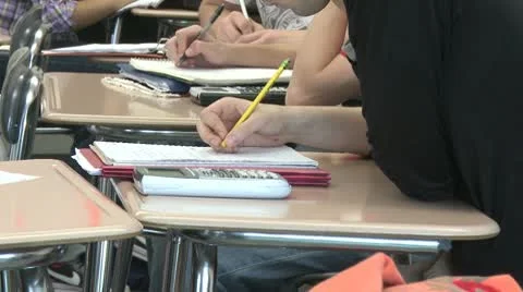 Classroom taking a test Stock Footage 10335365