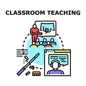 Classroom teaching learning education modern digital process Illustrazione stock