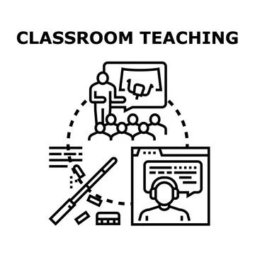Classroom teaching learning education modern digital process Stock Illustration