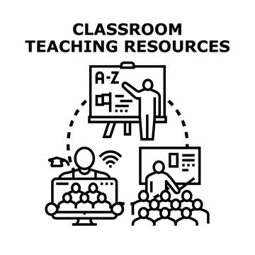 Classroom teaching learning resource education concept Stock Illustration