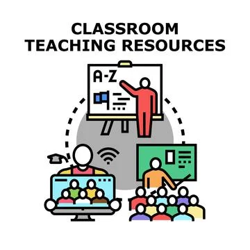 Classroom teaching learning resource education concept Stock Illustration
