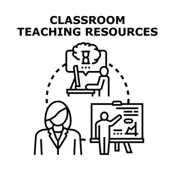 Classroom teaching resources concept for modern education Stock Illustration
