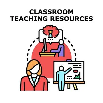 Classroom teaching resources concept for modern education Stock Illustration