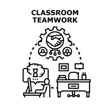 Classroom teamwork learning together concept illustration Stock Illustration