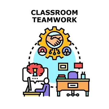 Classroom teamwork learning together concept illustration Stock Illustration