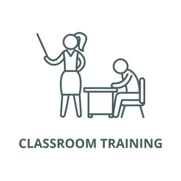 Classroom training vector line icon, linear concept, outline sign, symbol Stock Illustration