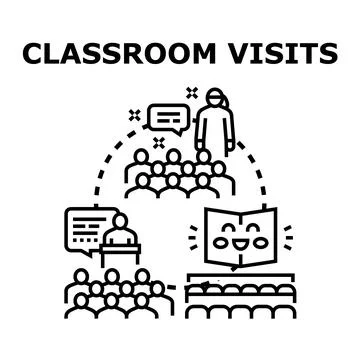 Classroom visits and educational lecture concept learning Stock Illustration