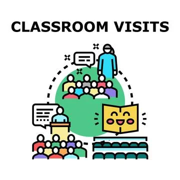 Classroom visits and educational lecture concept learning Stock Illustration