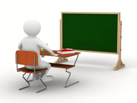 Classroom on white background. Isolated 3D image Stock Illustration