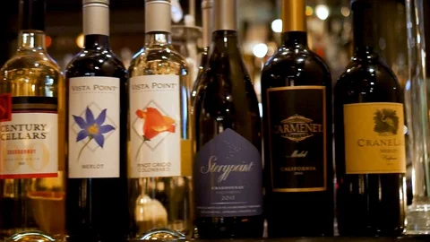 Classy Selection of Bottled Italian Wines Stock Footage 128462837
