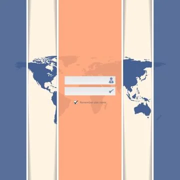 Classy striped login screen with world map Stock Illustration