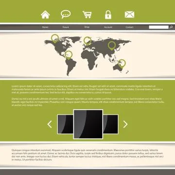 Classy website template design with green stripes Stock Illustration