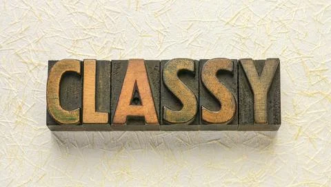 Classy word in wood type Foto stock