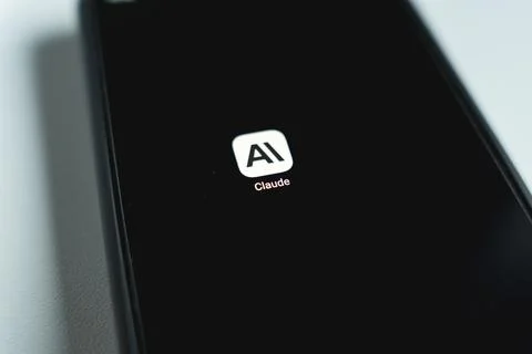 Claude AI app chatbot displayed on smartphone. Large language model developed by Stock Photos