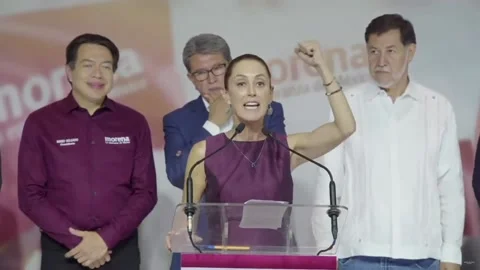 Claudia Sheinbaum will be the Mexican ruling party's presidential candidate... Video stock 249824552