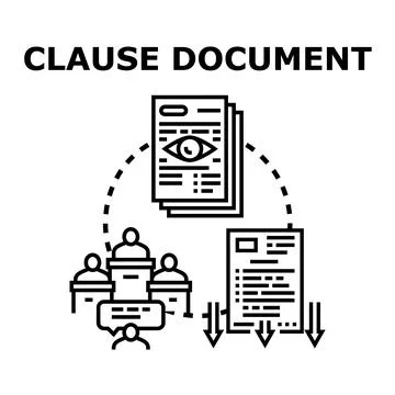 Clause document review process and legal agreement negotiation 库存插图