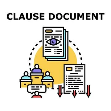 Clause document review process and legal agreement negotiation Stock Illustration