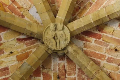 Clave de vuelta representando la coronacion de la virgen,sala de los musicos- Stock Photos