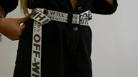 Clavin klein show more off white belt.. she is sooo beautiful girl 스톡 동영상 145671612