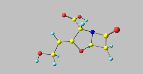 Clavulanic acid molecular structure isolated on grey Stock Illustration