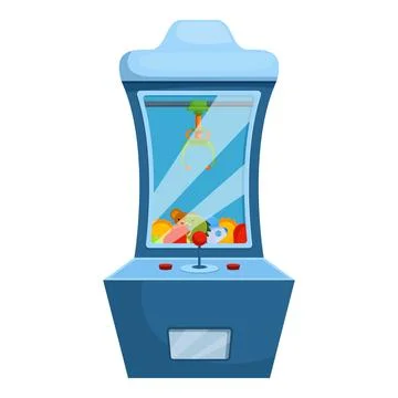 Claw crane arcade game machine grabbing toys in glass box Stock Illustration