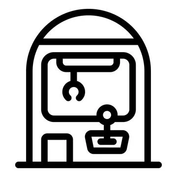 Claw crane arcade game machine with joystick and claw picking up a prize Stock Illustration