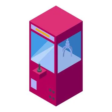 Claw crane arcade game machine with joystick and buttons is grabbing a prize Stock Illustration