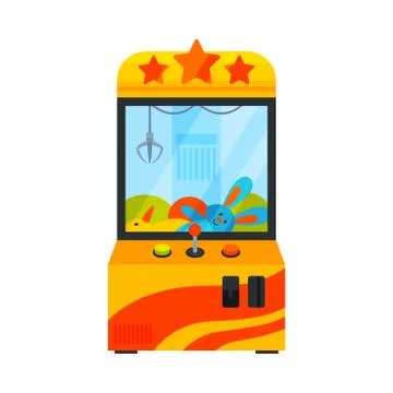 Claw Crane Game Machine, Gaming Computer Machinery Vector Illustration Stock Illustration