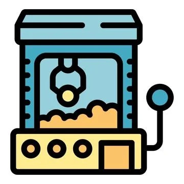 Claw crane picking up toy from pile in arcade game machine Stock Illustration
