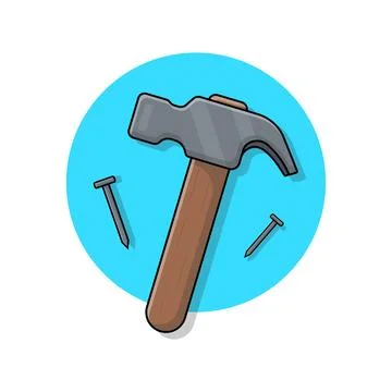 Claw Hammer and Nails Vector Illustration. Repair Tools Concept Design Stock Illustration