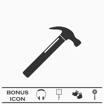 Claw hammer icon flat Stock Illustration
