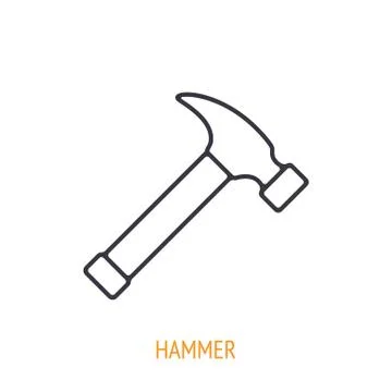 Claw hammer outline icon. Vector illustration. Hand work tools Stock Illustration